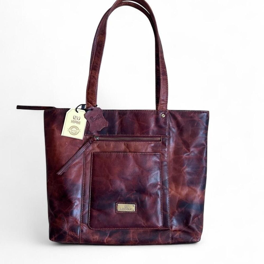 Vintage Distressed Genuine Leather Shoulder Tote Bag